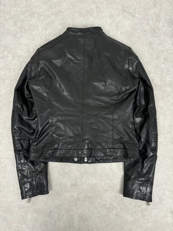 Prada 2000s Prada Black Biker Ribbed Sleeves Leather Jacket Size M / US 6-8 / IT 42-44 - 5 Thumbnail