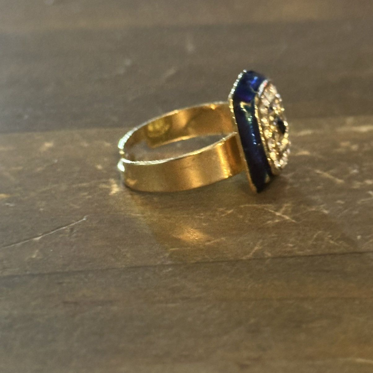 Vintage Vintage gold tone square evil eye rhinestone ring Size ONE SIZE - 8 Thumbnail