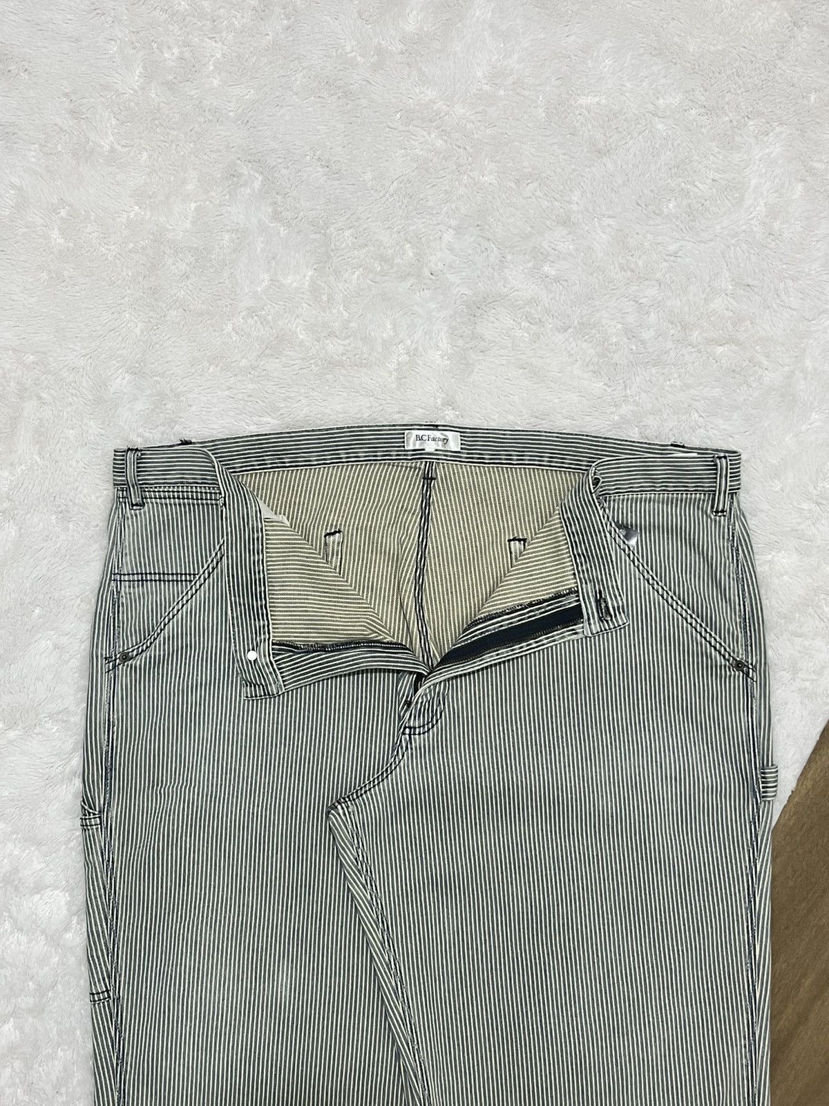 Other Vintage B.C Factory Hickory Stripe Carpenter Pants Baggy Size US 44 / EU 60 - 3 Thumbnail