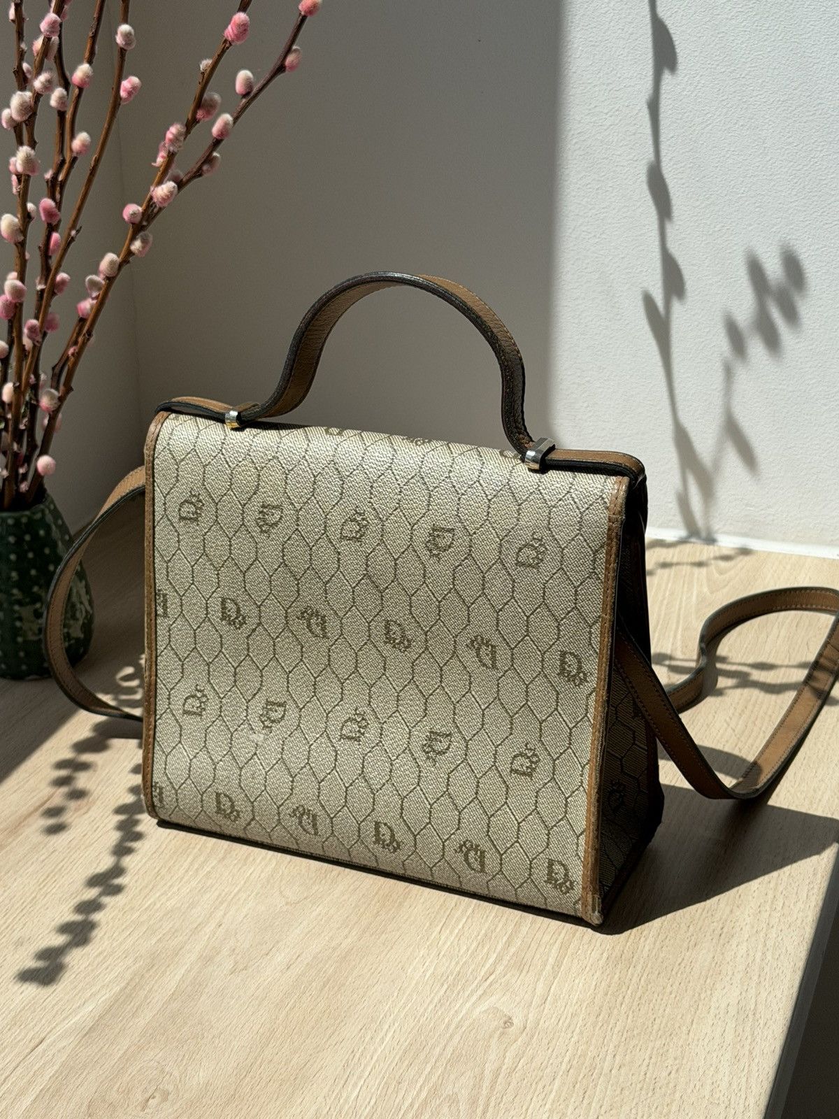 Dior Christian Dior France Vintage Honeycomb Canvas Leather Bag Size ONE SIZE - 16 Thumbnail