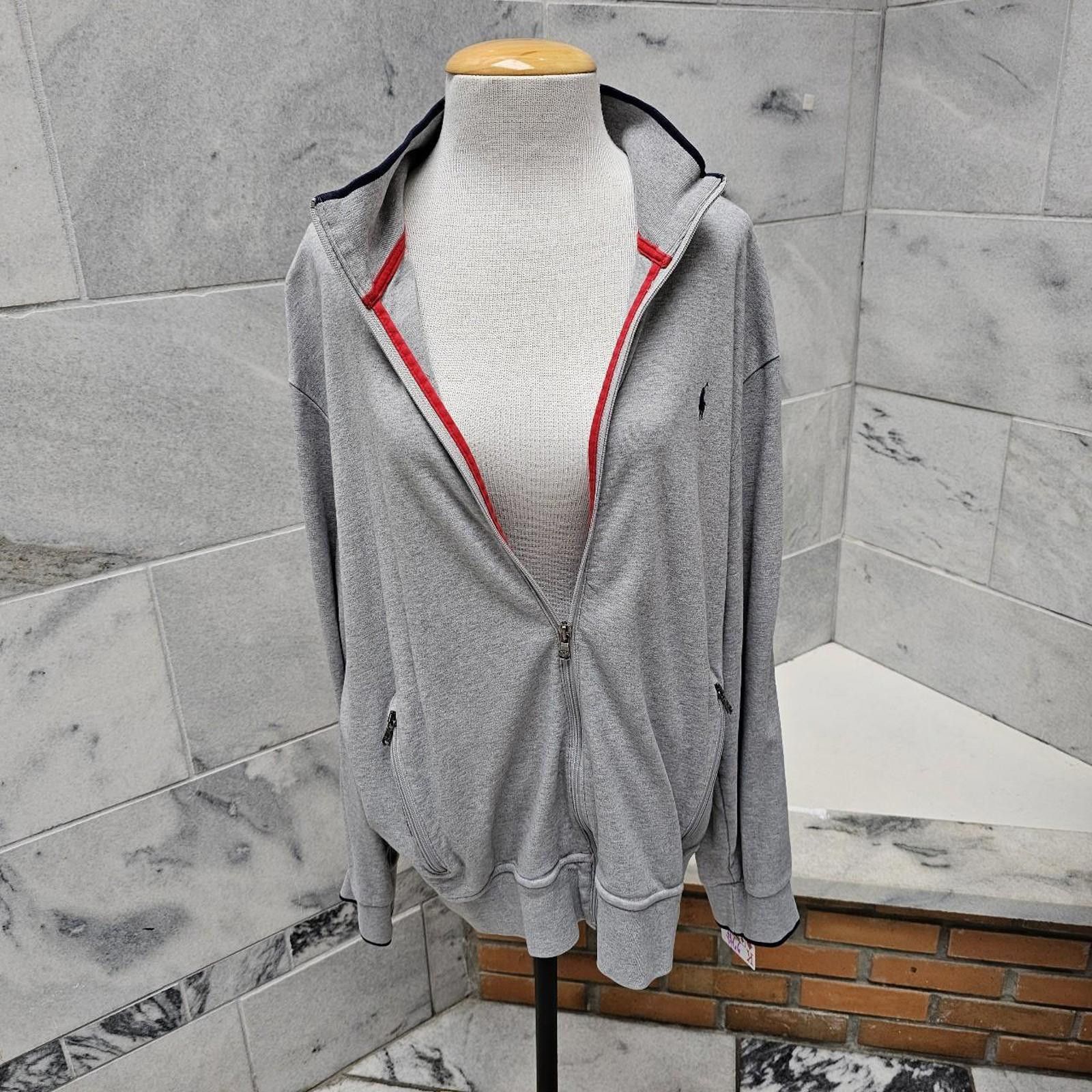 Designer Polo Ralph Lauren Big & Tall Men's Grey Zip Up Jacket Size US XL / EU 56 / 4 - 8 Thumbnail