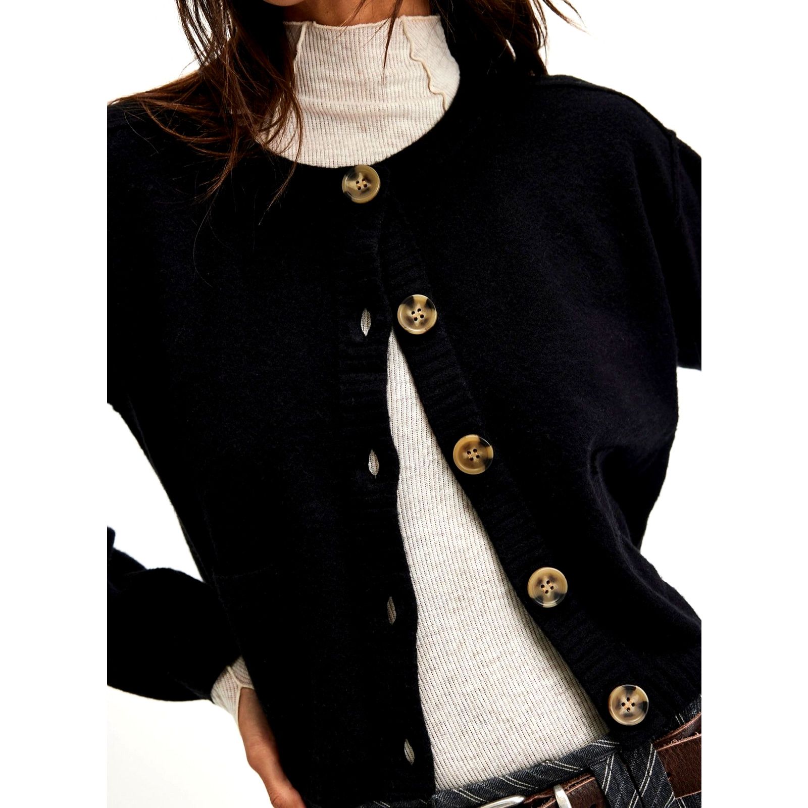 Free People Free People Luna Cardigan Black Size L Size L / US 10 / IT 46 - 3 Thumbnail
