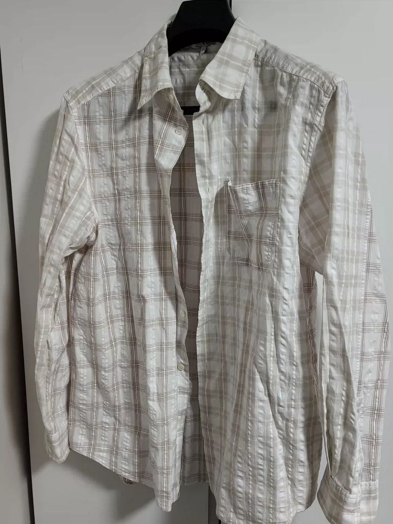 Loewe LOEWE Long sleeve shirt with patchwork plaid and leather b Size S / US 4 / IT 40 - 1 Thumbnail