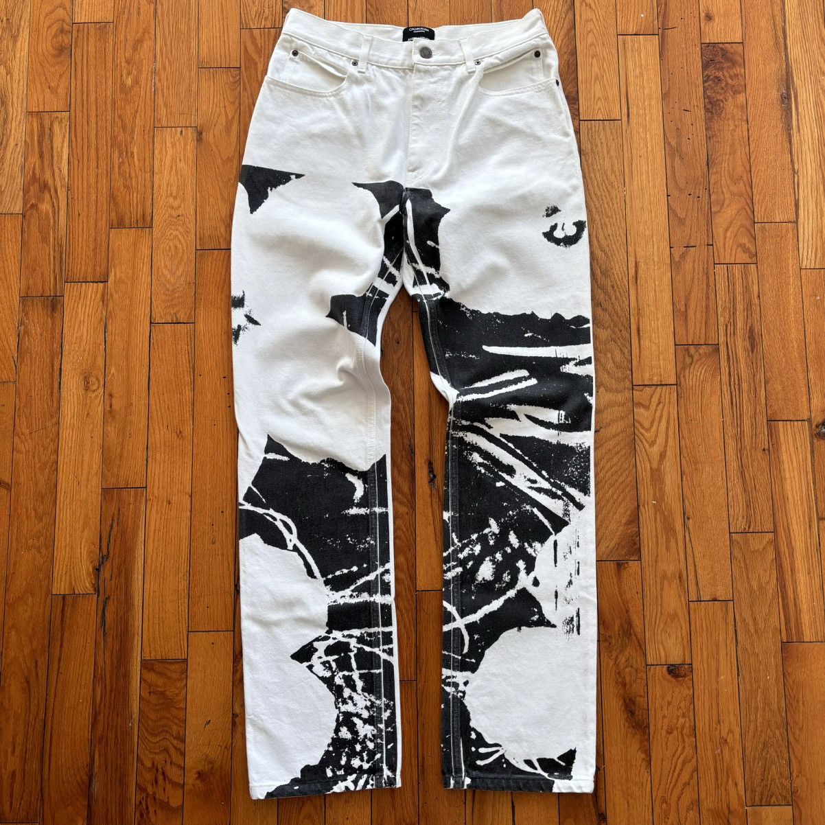 image of Andy Warhol Flower Jeans in White, Men's (Size 32)