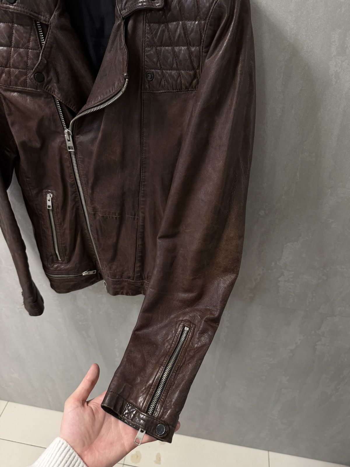 Allsaints AllSaints distressed Conroy Leather Biker Jacket, Oxblood Size US M / EU 48-50 / 2 - 15 Thumbnail