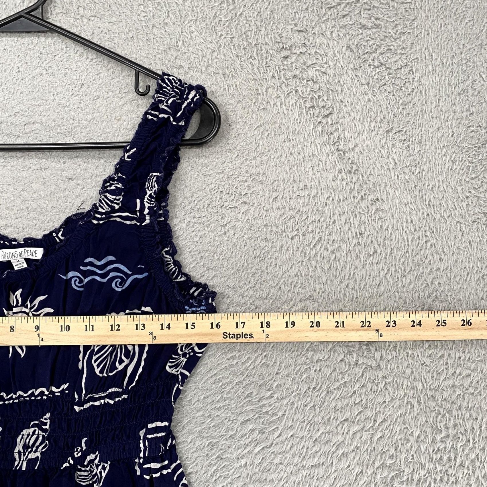 Vintage VINTAGE Patrons Of Peace Dress Womens M Blue Nautical Print Smocked Midi Sundress Beach Size M / US 6-8 / IT 42-44 - 4 Thumbnail