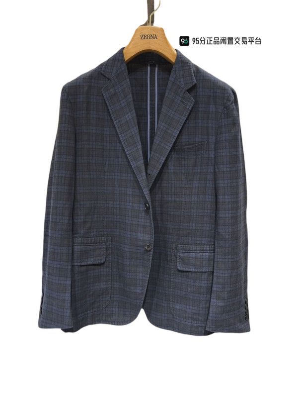 Ermenegildo Zegna Zegna Men's Linen-Cotton Blend Check Blazer Size US L / EU 52-54 / 3 - 1 Thumbnail