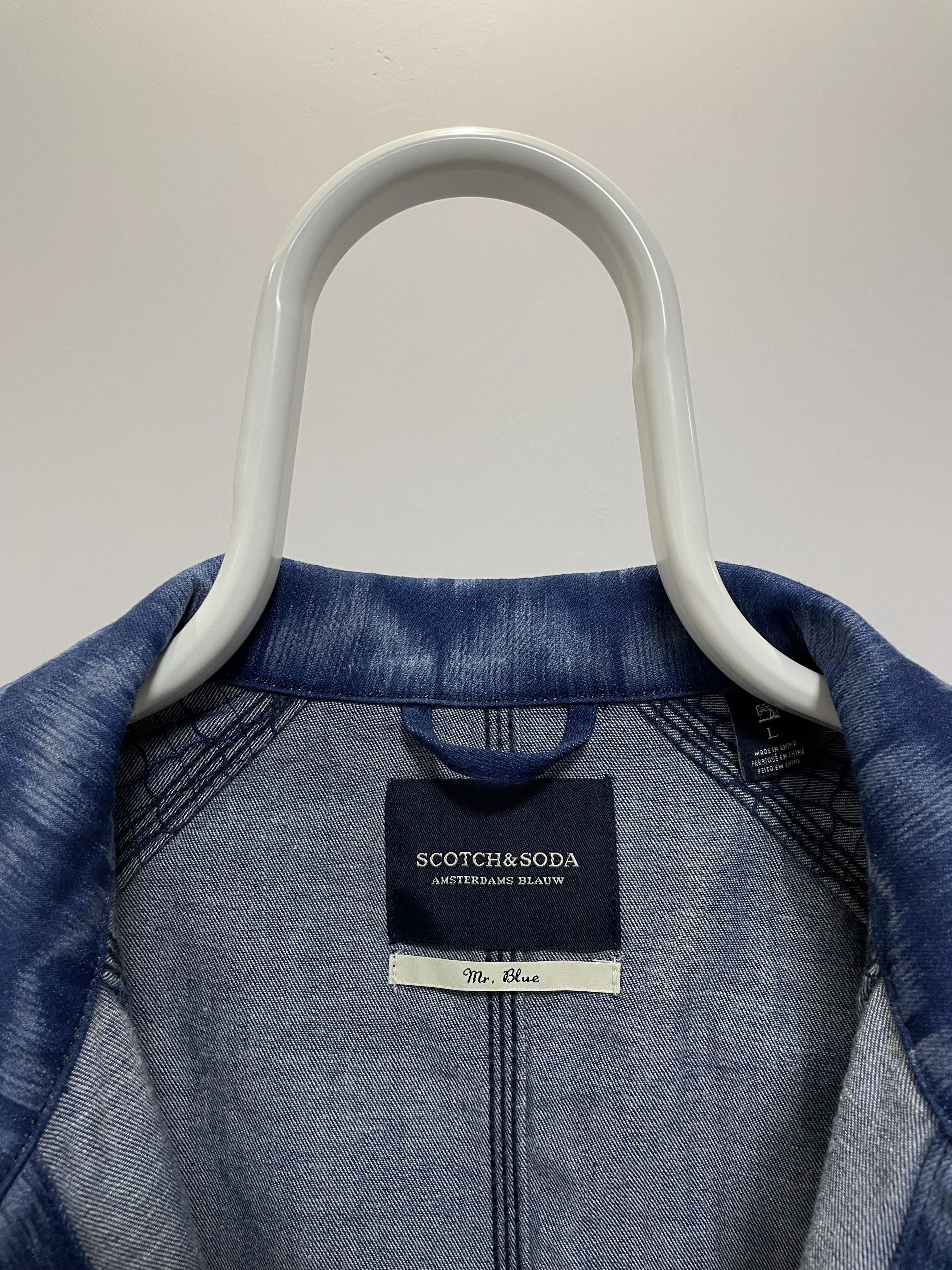 Scotch & Soda SCOTCH & SODA Ams Radio Blauw Denim Jacket Mr. Blue Printed Size US L / EU 52-54 / 3 - 10 Thumbnail