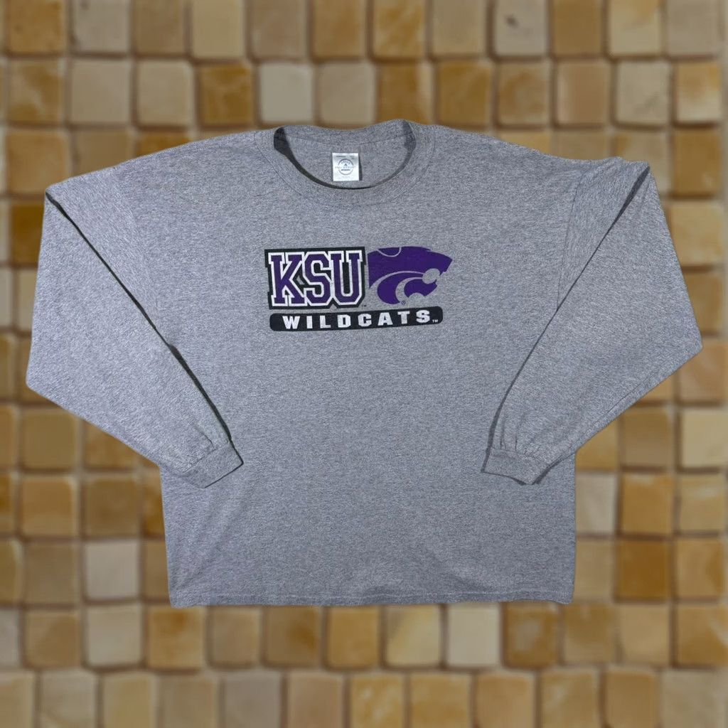 Delta VINTAGE Delta KSU Wildcats Made In USA College Graphic Long Sleeve T-Shirt XL Gray Mens XL T-Shirt Size US XL / EU 56 / 4 - 1 Thumbnail