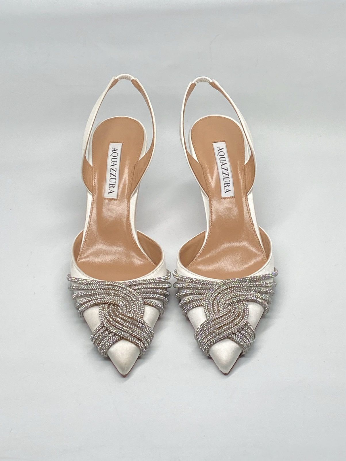 Aquazzura Aquazzura Gatsby 75 Crystal-Embellished Satin Pumps size 37 Size US 7 / IT 37 - 5 Thumbnail