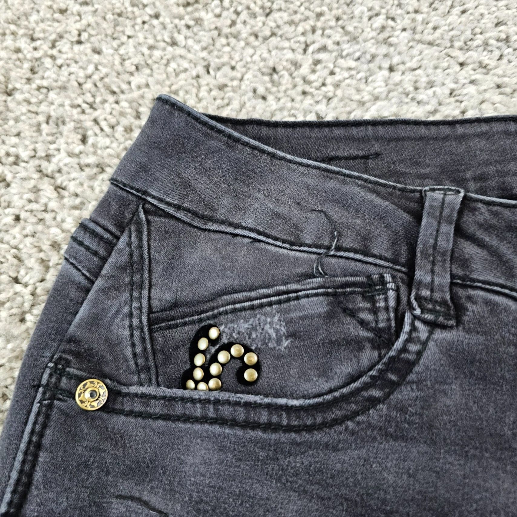 Vintage VINTAGE Democracy Womens Jeans Ankle Mid Rise 10 Gray Denim Floral 30x26 Size 32" / US 10 / IT 46 - 3 Thumbnail