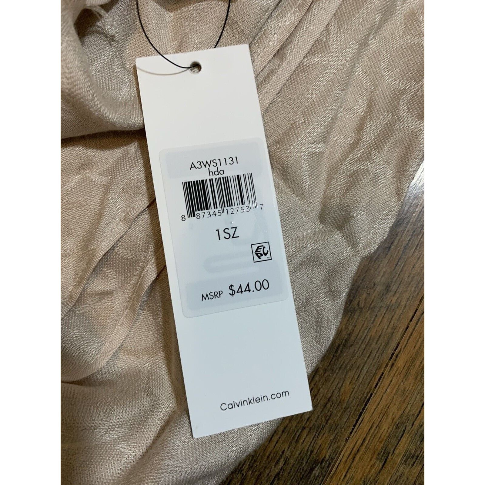 Calvin Klein Calvin Klein CK Logo Monogram Cream Rectangle Scarf 26X70 Size ONE SIZE - 6 Thumbnail