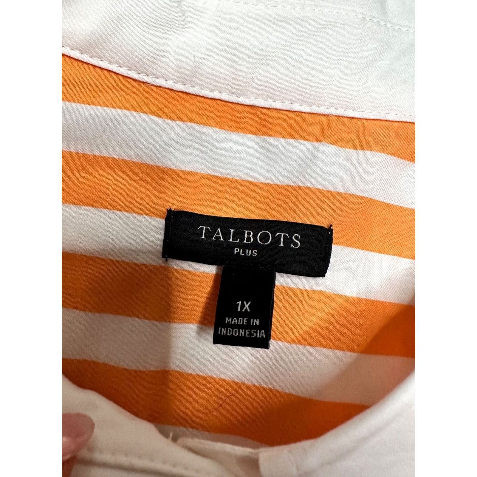 Talbots TALBOTS PLUS WOMENS 1X BUTTON UP LS SHIRT ORANGE STRIPE CLASSIC Size XL / US 12-14 / IT 48-50 - 6 Thumbnail