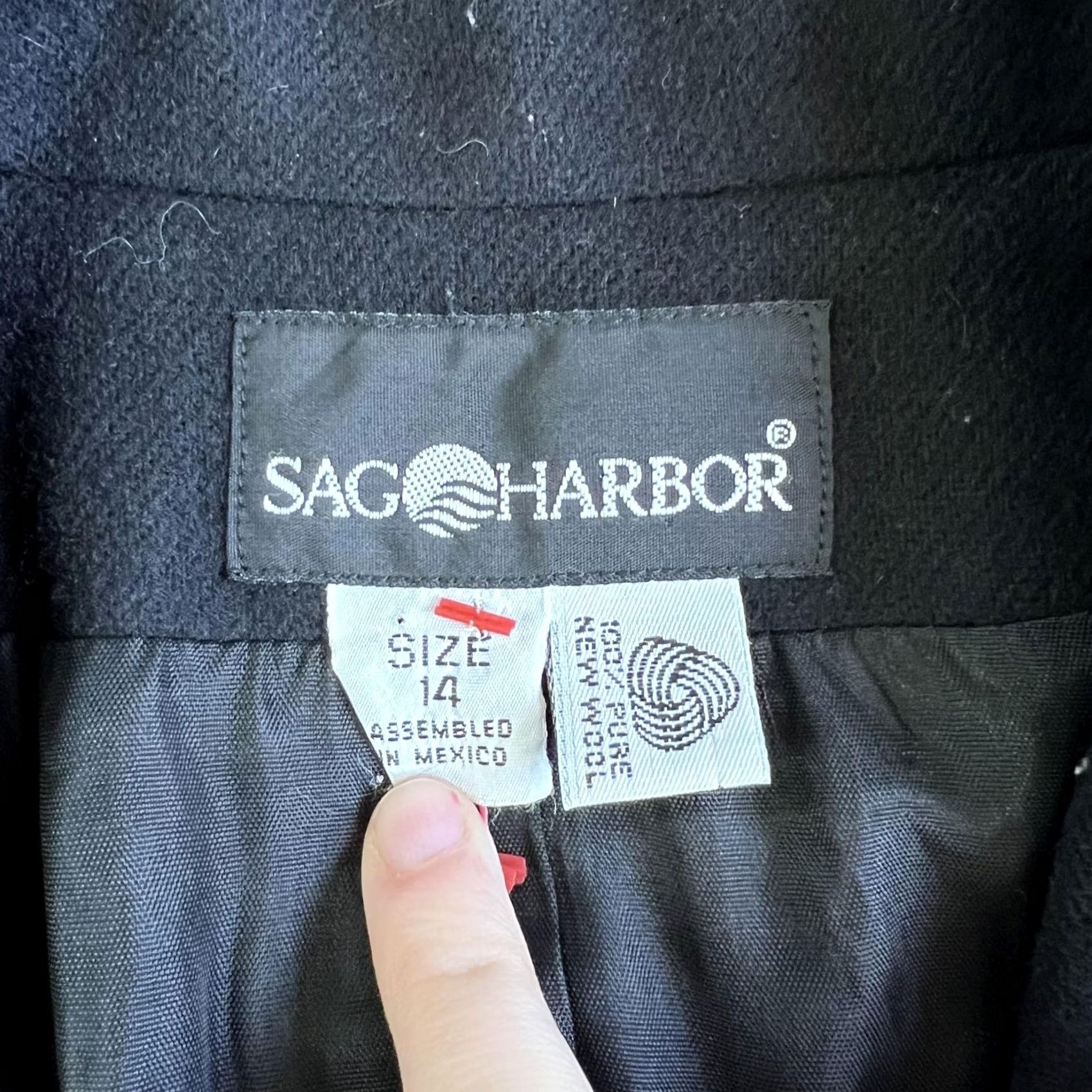 Vintage Sag Harbor Blazer Womens 14 Black Wool Single-Breasted Lined Notch Lapel Career Jacket Size XL / US 12-14 / IT 48-50 - 3 Thumbnail