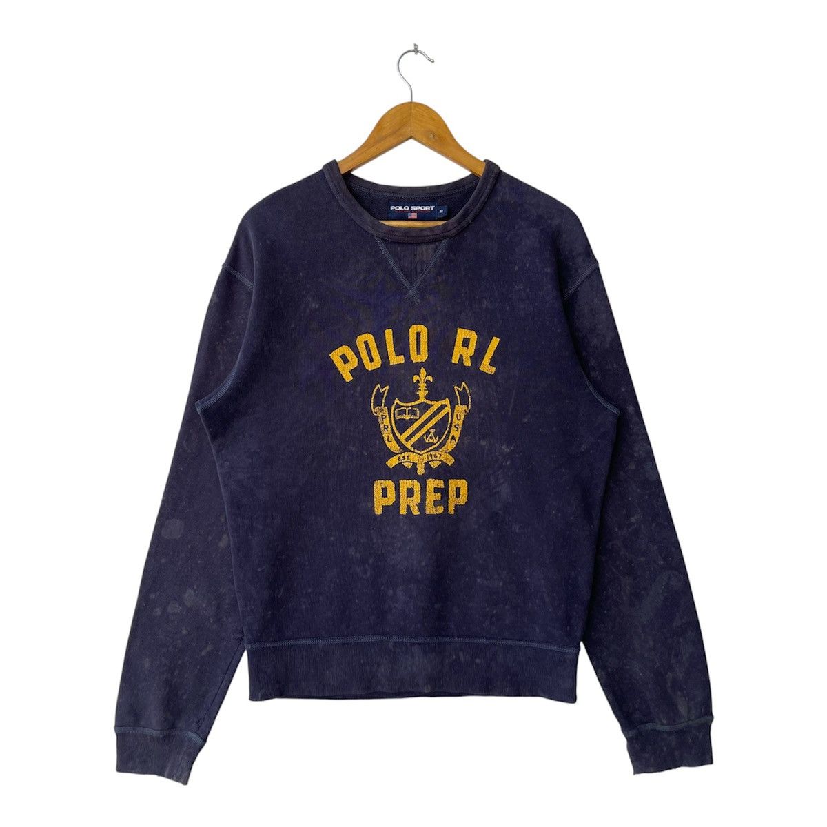 Polo Ralph Lauren Trashed Vintage Polo Sport RL Prep Shield Crest Sweatshirt Size US M / EU 48-50 / 2 - 1 Thumbnail