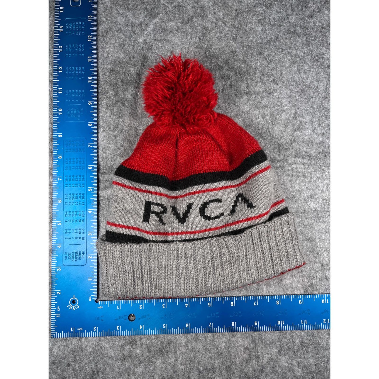 RVCA RVCA Beanie Toque Hat Adult One Size Red Stripe Knit 100% Acrylic Pom Ski Skate Size ONE SIZE - 4 Thumbnail