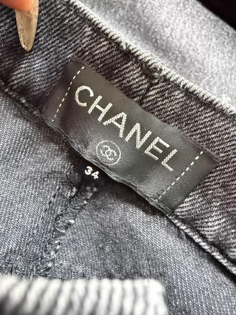 Chanel Chanel Silver double C full logo denim trousers Size 42" / US 20 - 5 Thumbnail