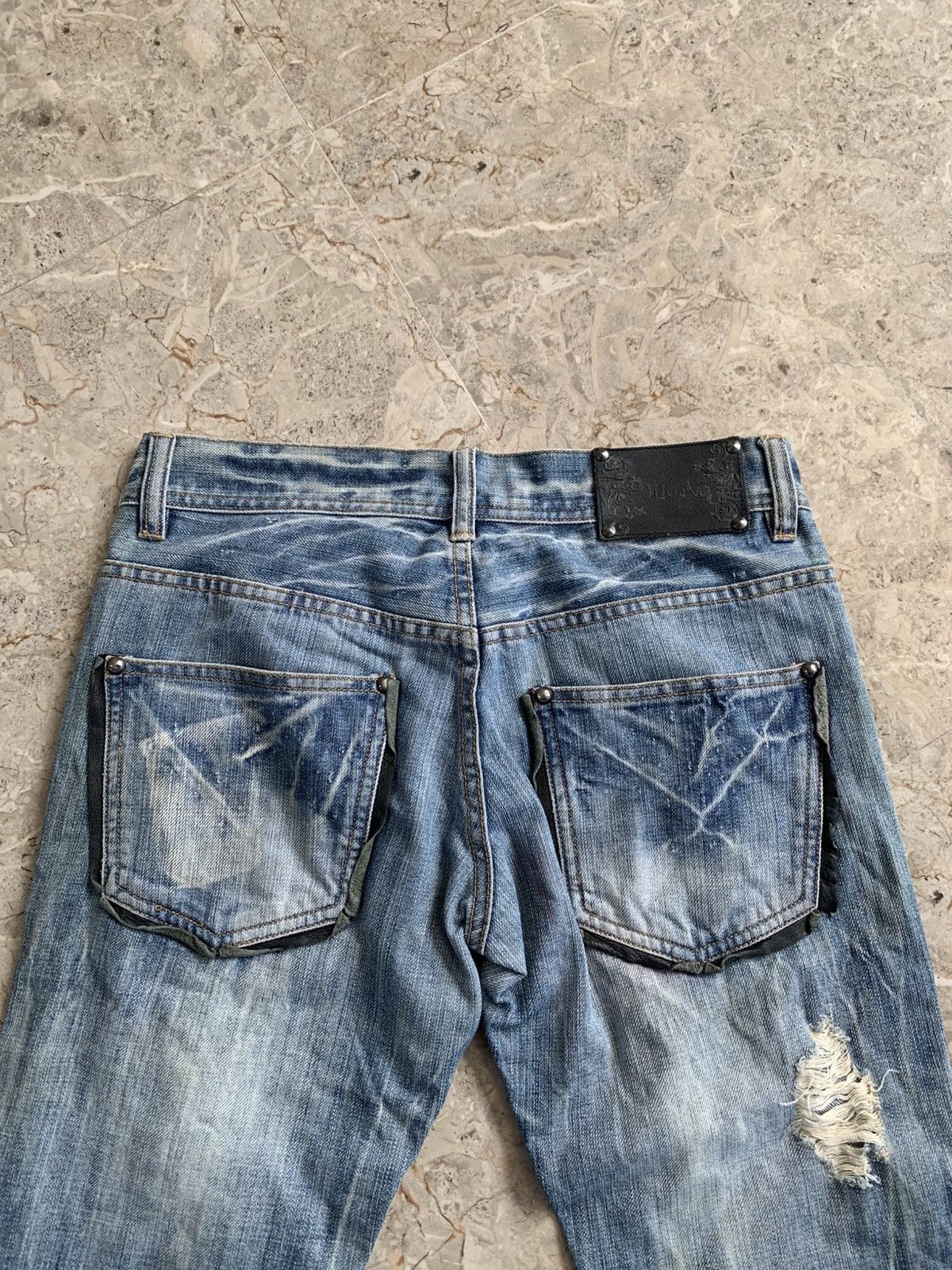 Japanese Brand 00’s Midas Mudwash Honeycomb Distressed Patchwork Jeans Size US 31 - 6 Thumbnail