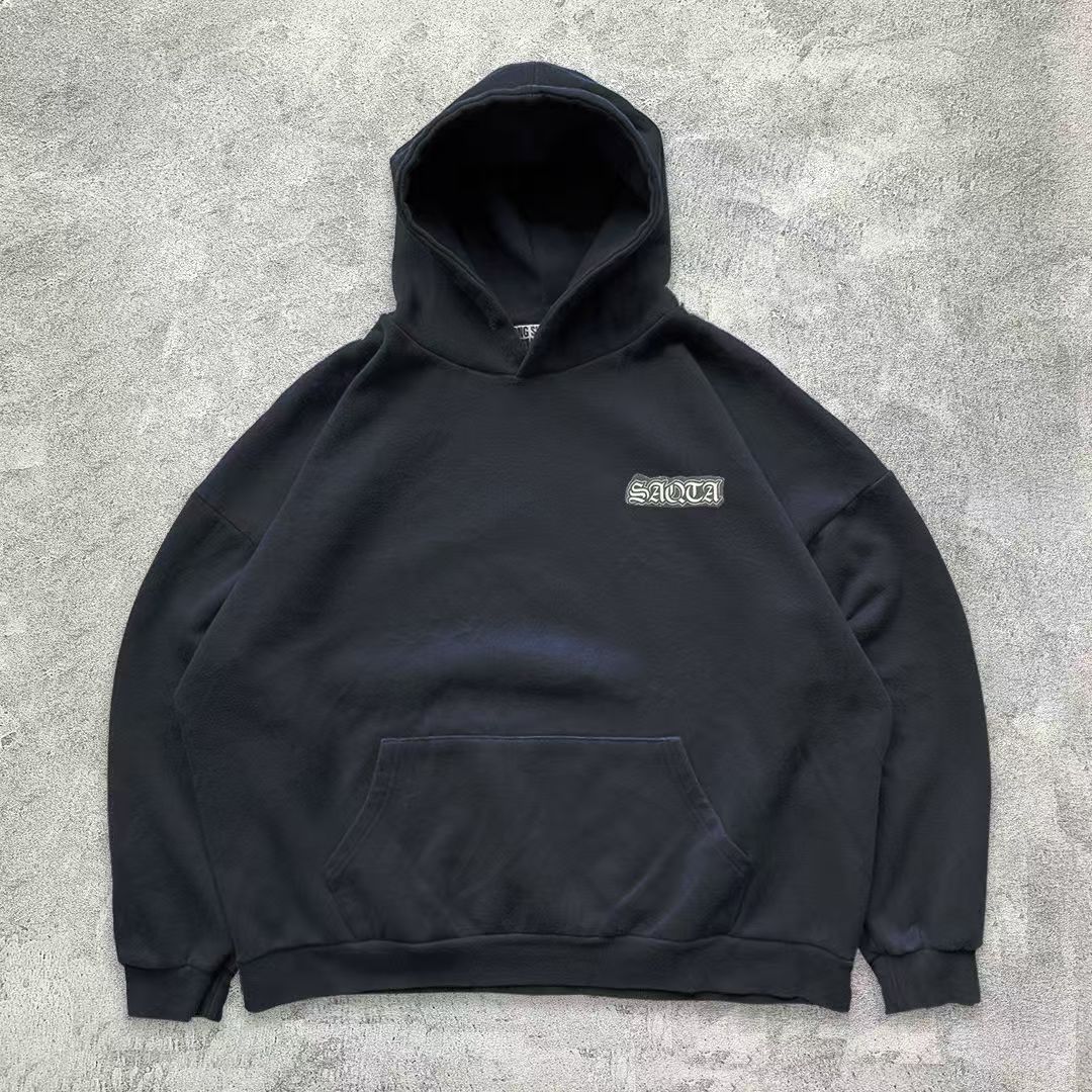 Japanese Brand × Vintage American street fashion print black loose hoodie Size US L / EU 52-54 / 3 - 2 Thumbnail