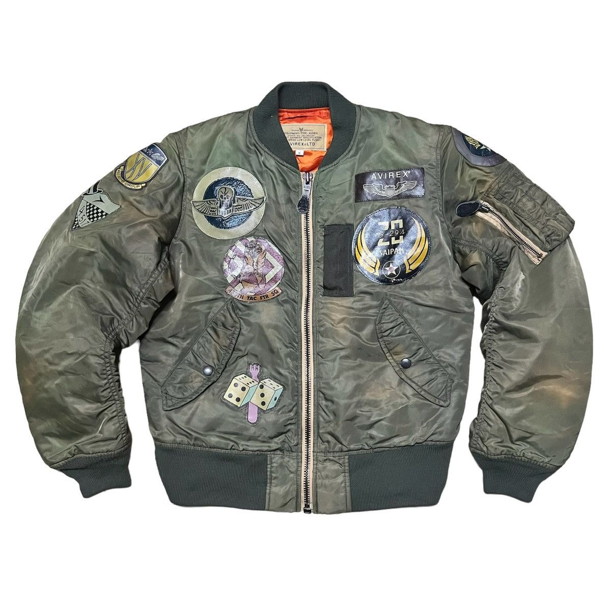 Avirex Bomber Jacket Full Patches Distressed Style