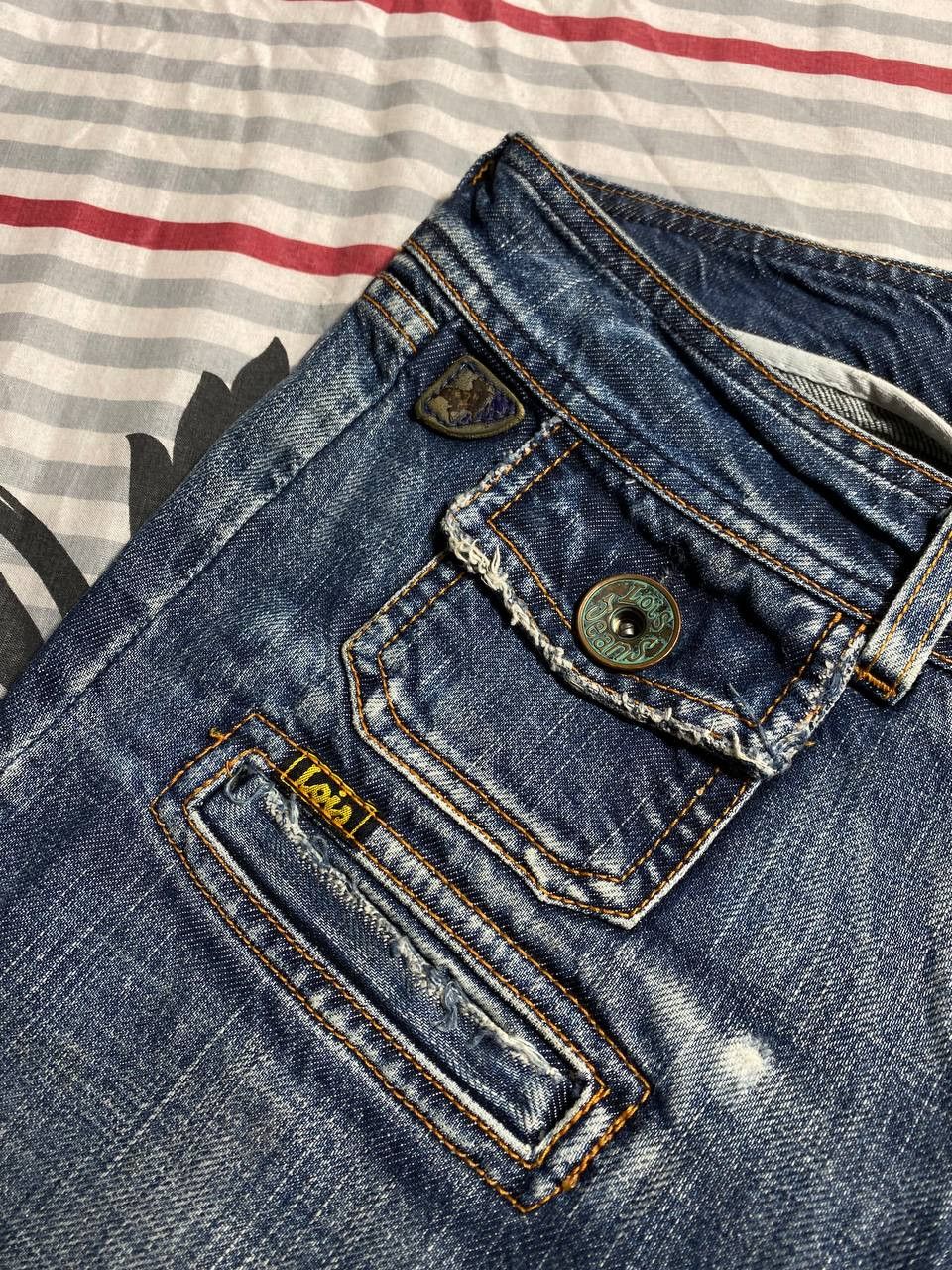 Japanese Brand Dirty Painted Patchwork Distressed Crush Faded Y2K Jeans Size US 34 / EU 50 - 6 Thumbnail