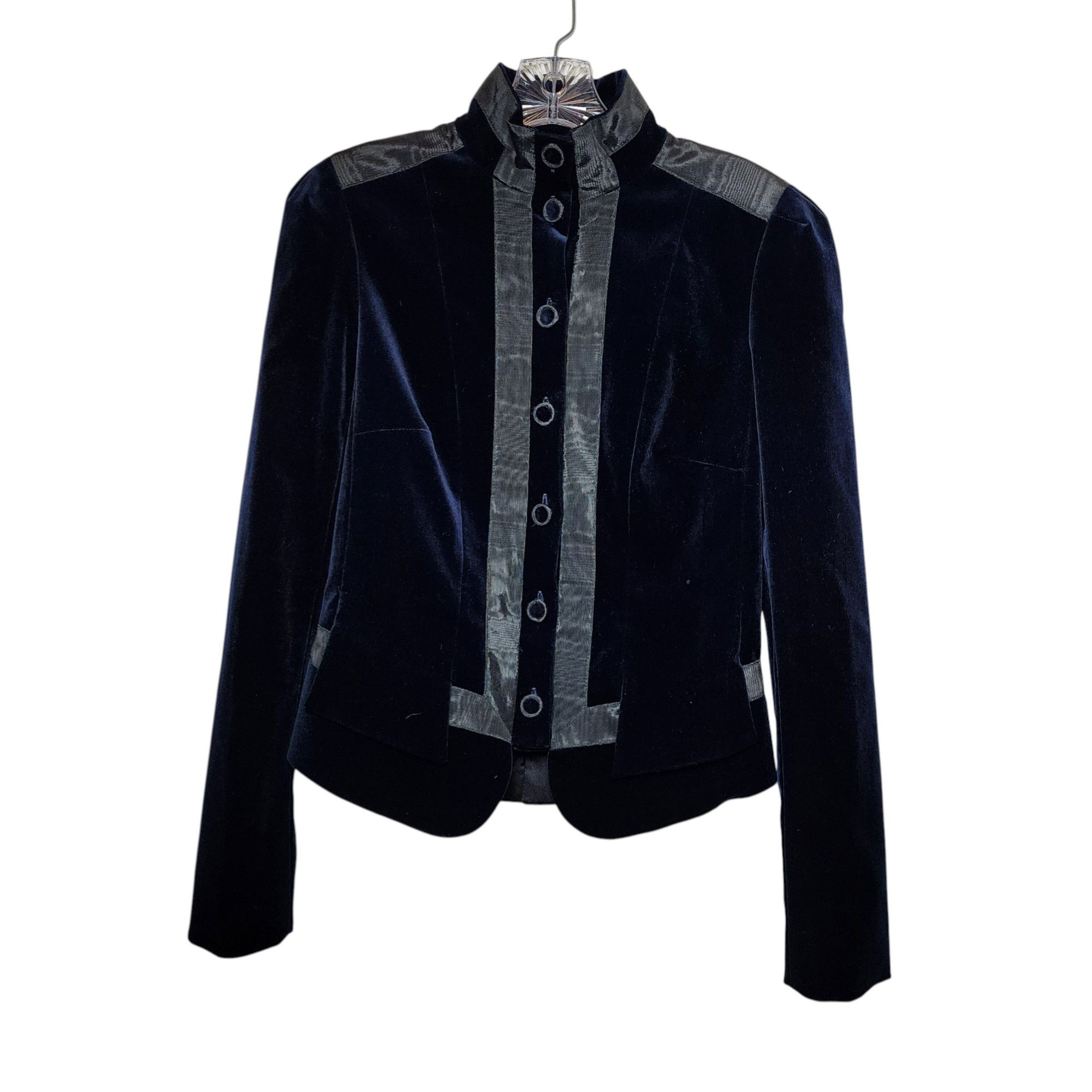 Diane von Furstenberg Wool Blend Velvet Victorian Style Navy Blazer Size M / US 6-8 / IT 42-44 - 1 Thumbnail