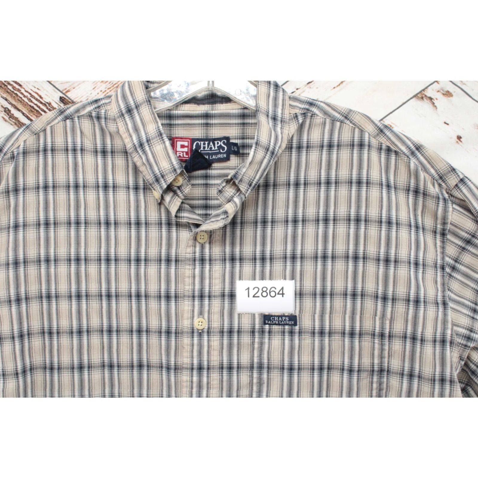 Chaps VINTAGE Chaps Ralph Lauren Shirt Men's Large Plaid Long Sleeve Logo Brown Black Shirt Size US L / EU 52-54 / 3 - 7 Thumbnail