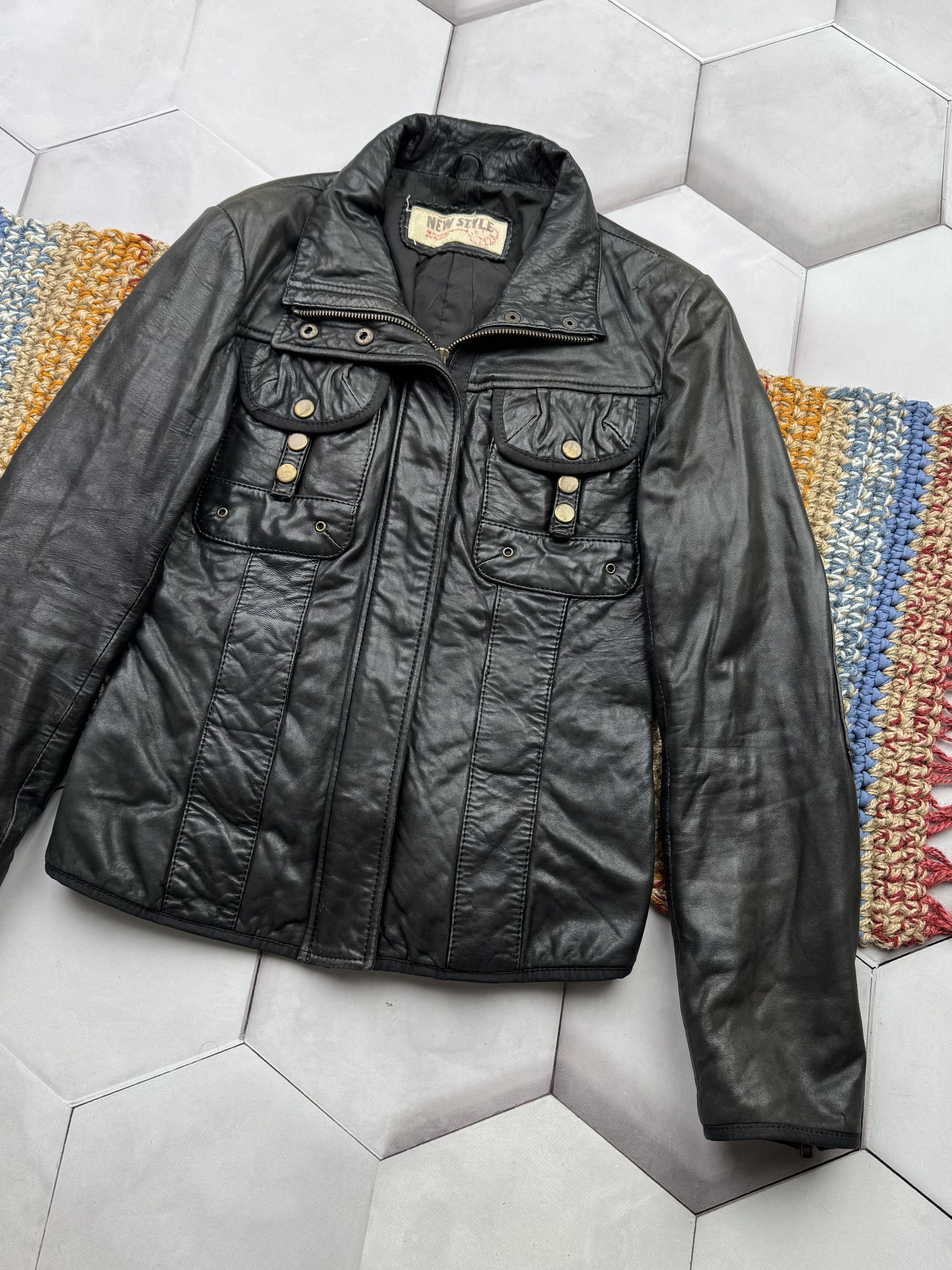 Vintage Vintage Cropped Leather Jacket Size S / US 4 / IT 40 - 3 Thumbnail