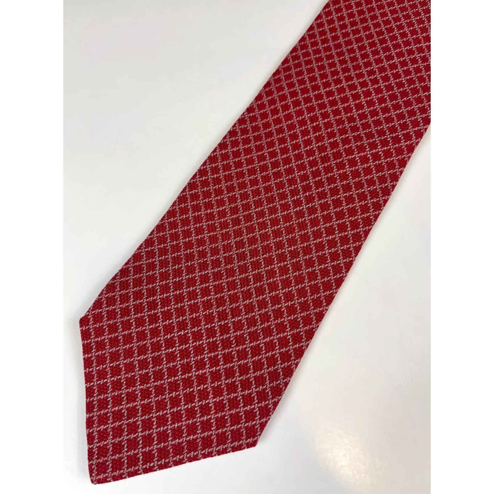 Emporio Armani VINTAGE Emporio Armani Tie Men’s Tie Silk Wool Blend Made in Italy Red 57.5" Wide 3 7/8" Geometric Designer Vintage Italy Silk Wool Blend Handmade Size ONE SIZE - 5 Thumbnail