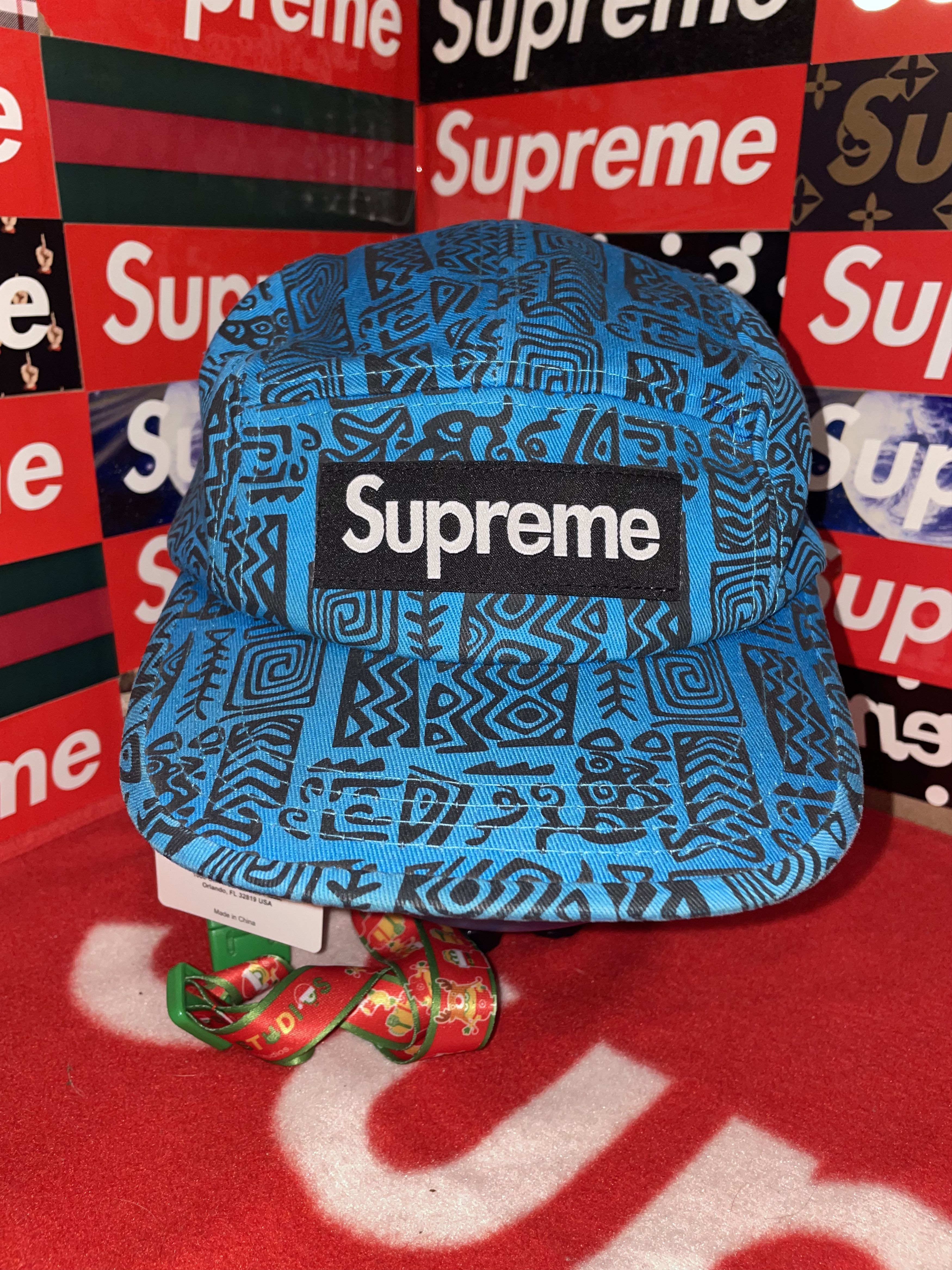 image of Supreme Tribal Aztec Soft Bill Camp Cap Fw11 in Blue, Men's
