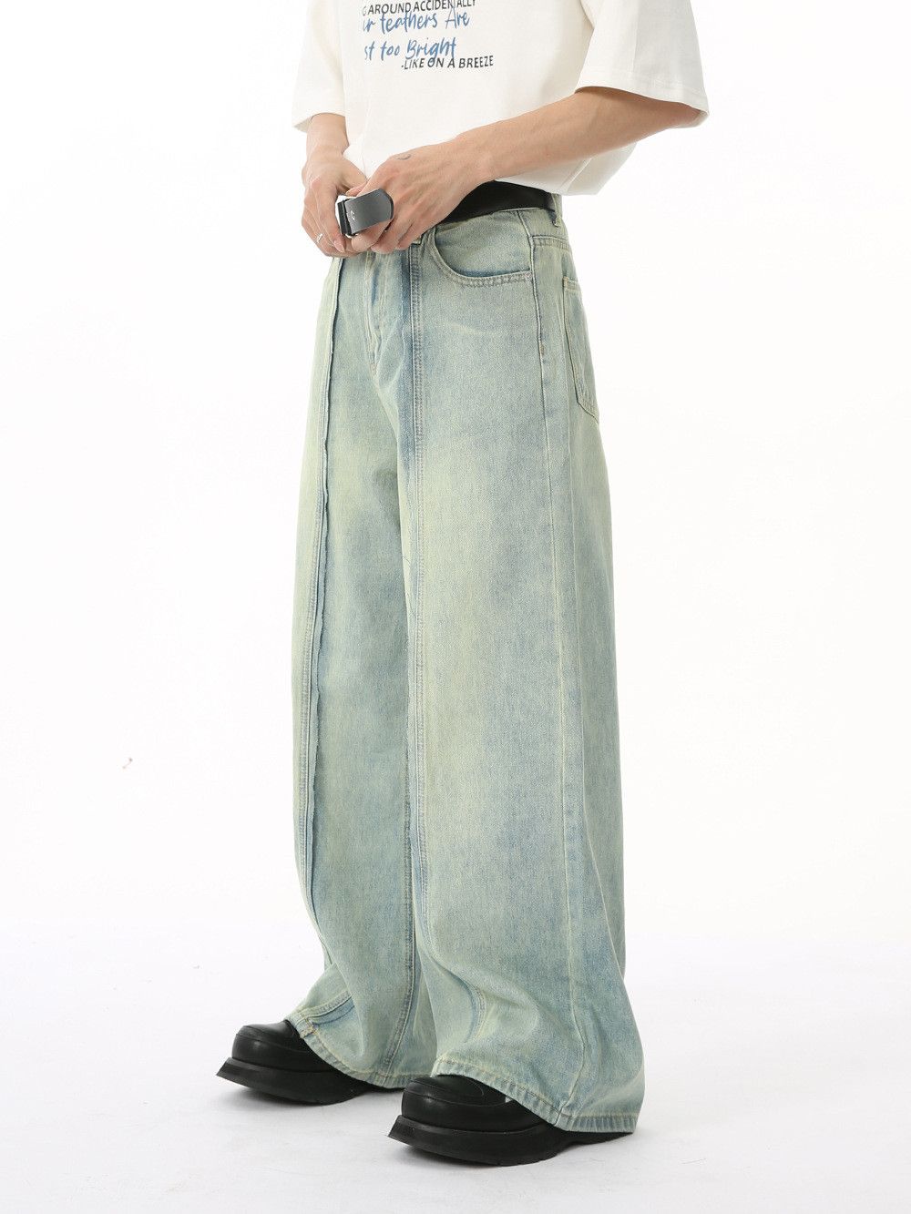 Vintage Men's Vibe patchwork straight wide-leg loose washed jeans Size US 32 / EU 48 - 4 Thumbnail