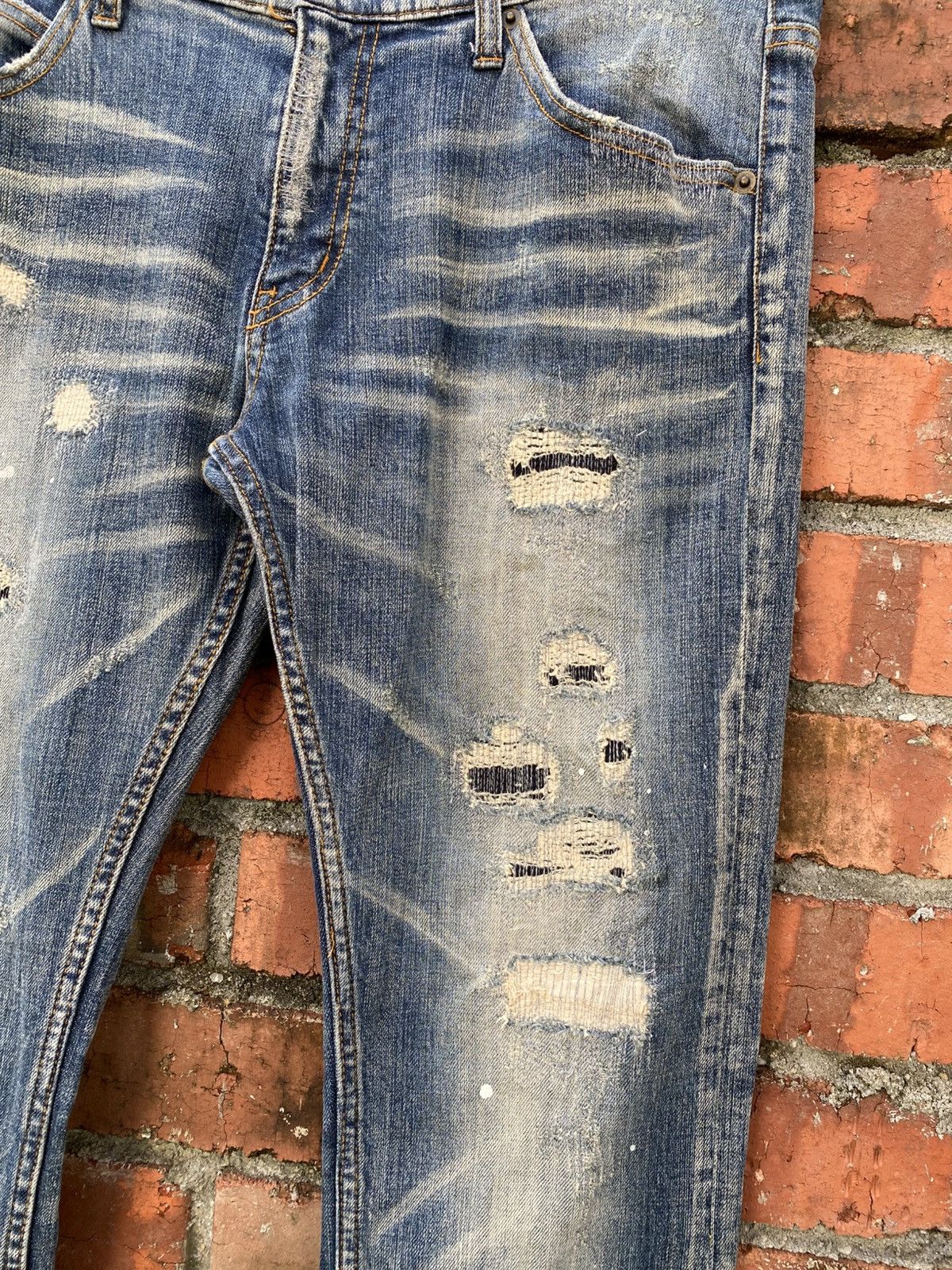Japanese Brand W34x33 distressed Bit Blue japanese brand denime Size 34" / US 12 / IT 48 - 5 Thumbnail