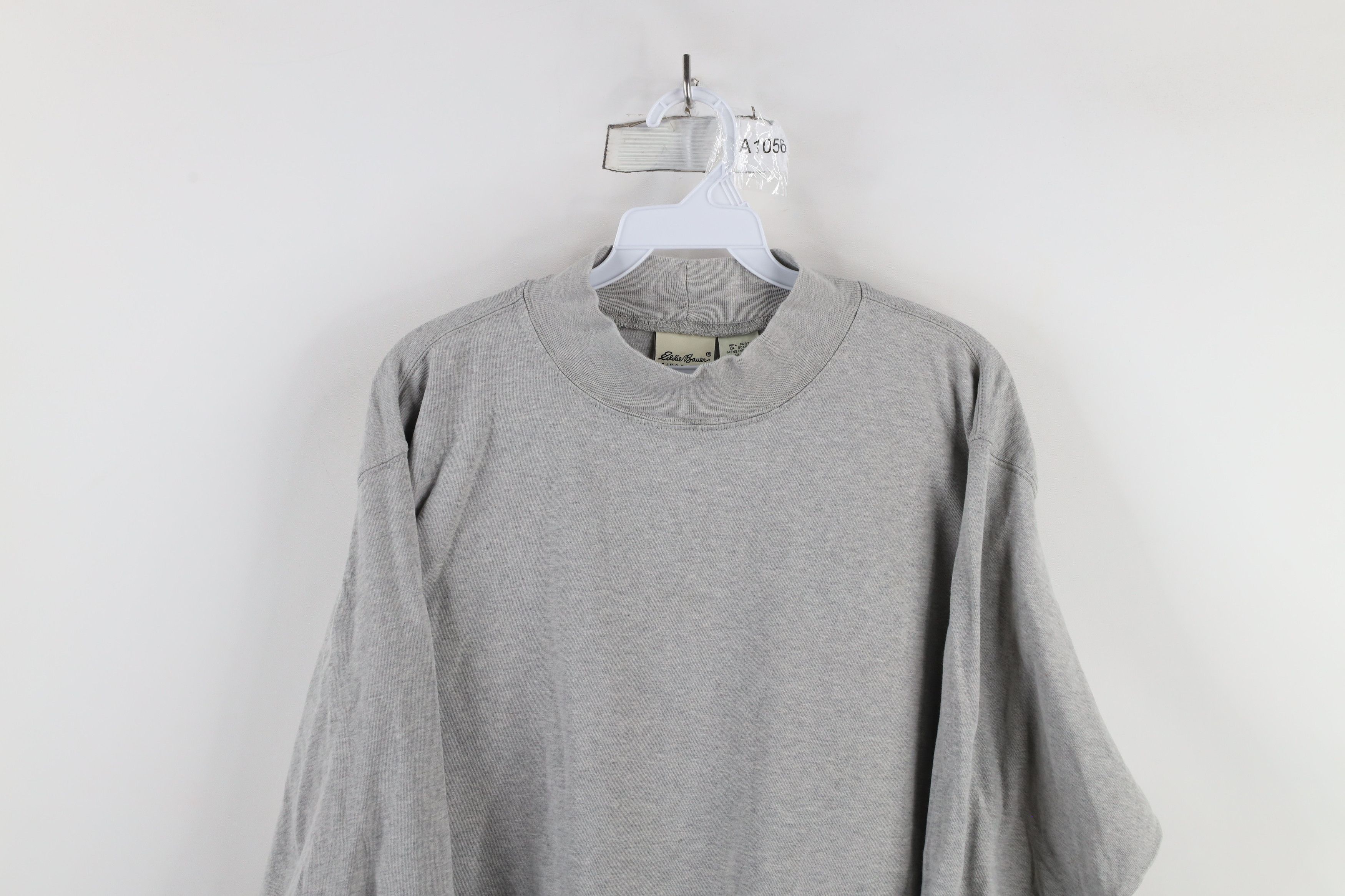 Eddie Bauer Vintage 90s Eddie Bauer Distressed Mock Neck T-Shirt Gray Size US M / EU 48-50 / 2 - 2 Thumbnail