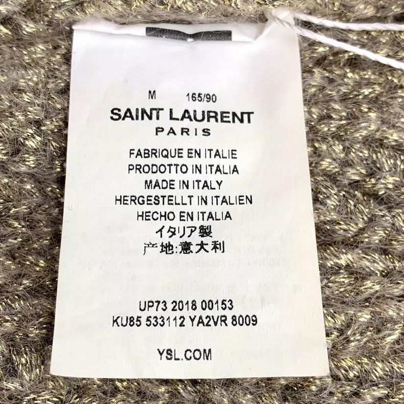 Saint Laurent Paris Saint Laurent Dark brown gold mohair twist crewneck long-sl Size US M / EU 48-50 / 2 - 6 Thumbnail