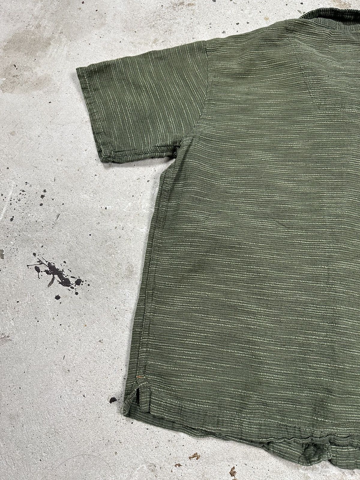 Japanese Brand × Vintage Vintage Y2K Japanese Khaki Striped Short Sleeve Shirt Size US M / EU 48-50 / 2 - 11 Thumbnail