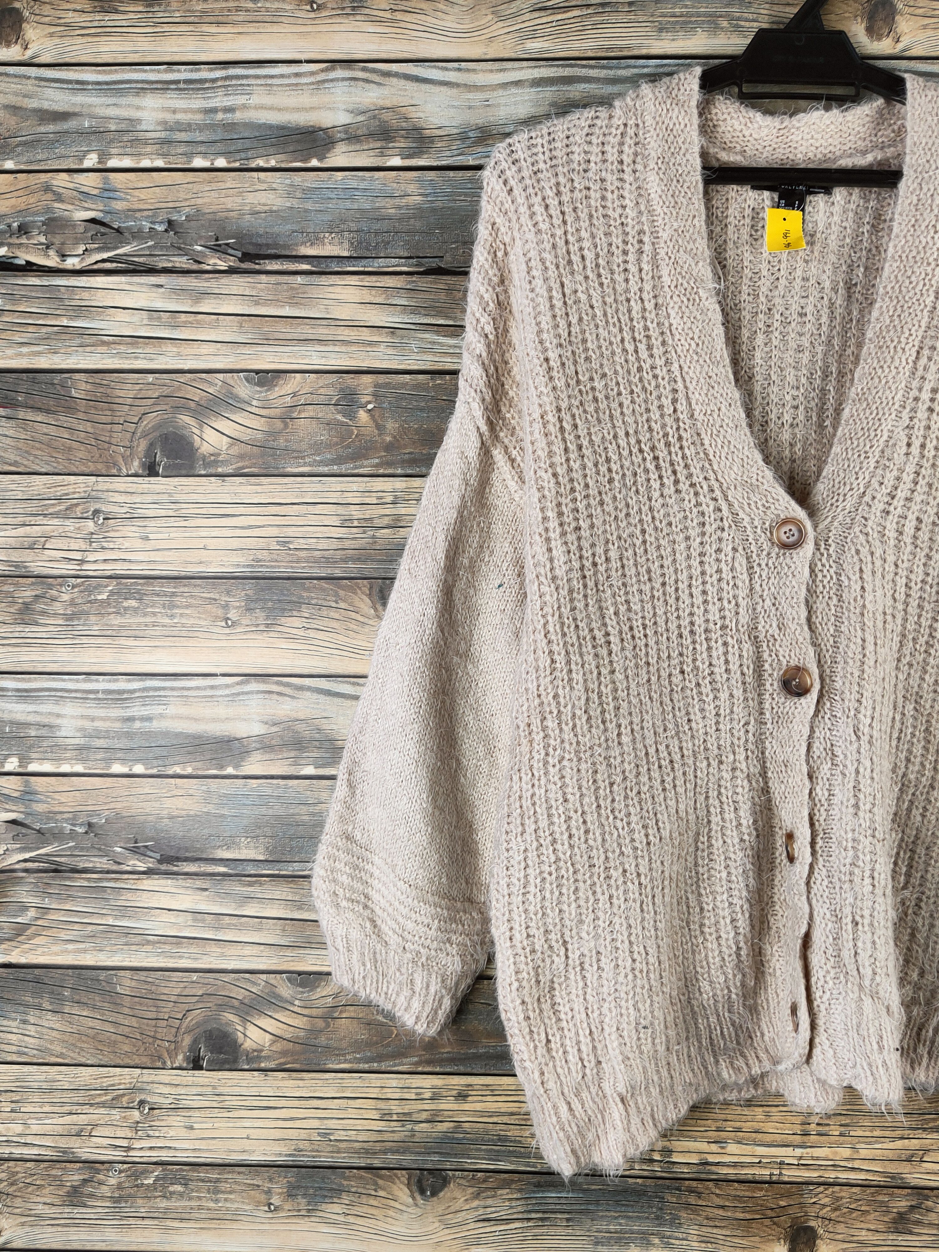 Forever 21 DL Forever 21 Beige Fur Mohair Knitwear Cardigan #46-991 Size S / US 4 / IT 40 - 3 Thumbnail