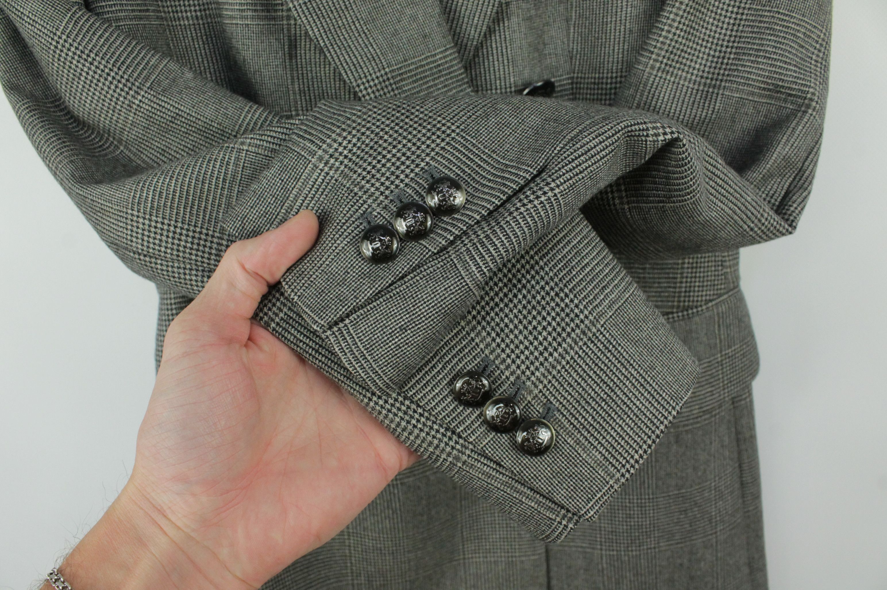 Massimo Dutti Massimo Dutti Double-Breasted Gray Check Wool Blazer Jacket Size S / US 4 / IT 40 - 5 Thumbnail