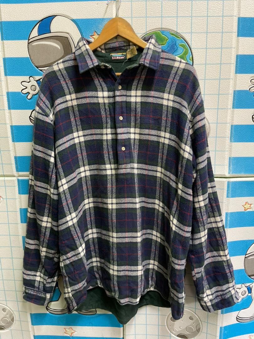 L.L. Bean Vintage 90s L.L. Bean 3-Button Half Flannel Plaid Shirt Size US M / EU 48-50 / 2 - 2 Thumbnail