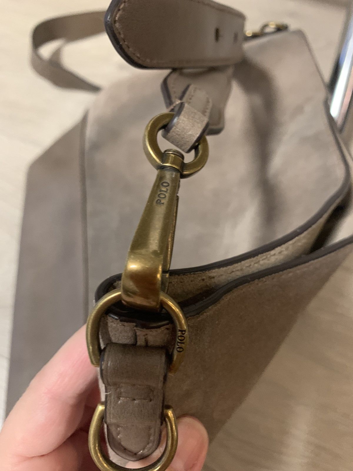 Polo Ralph Lauren Polo Ralph Lauren Tote Handbag Beige in Taupe Suede Size ONE SIZE - 16 Thumbnail