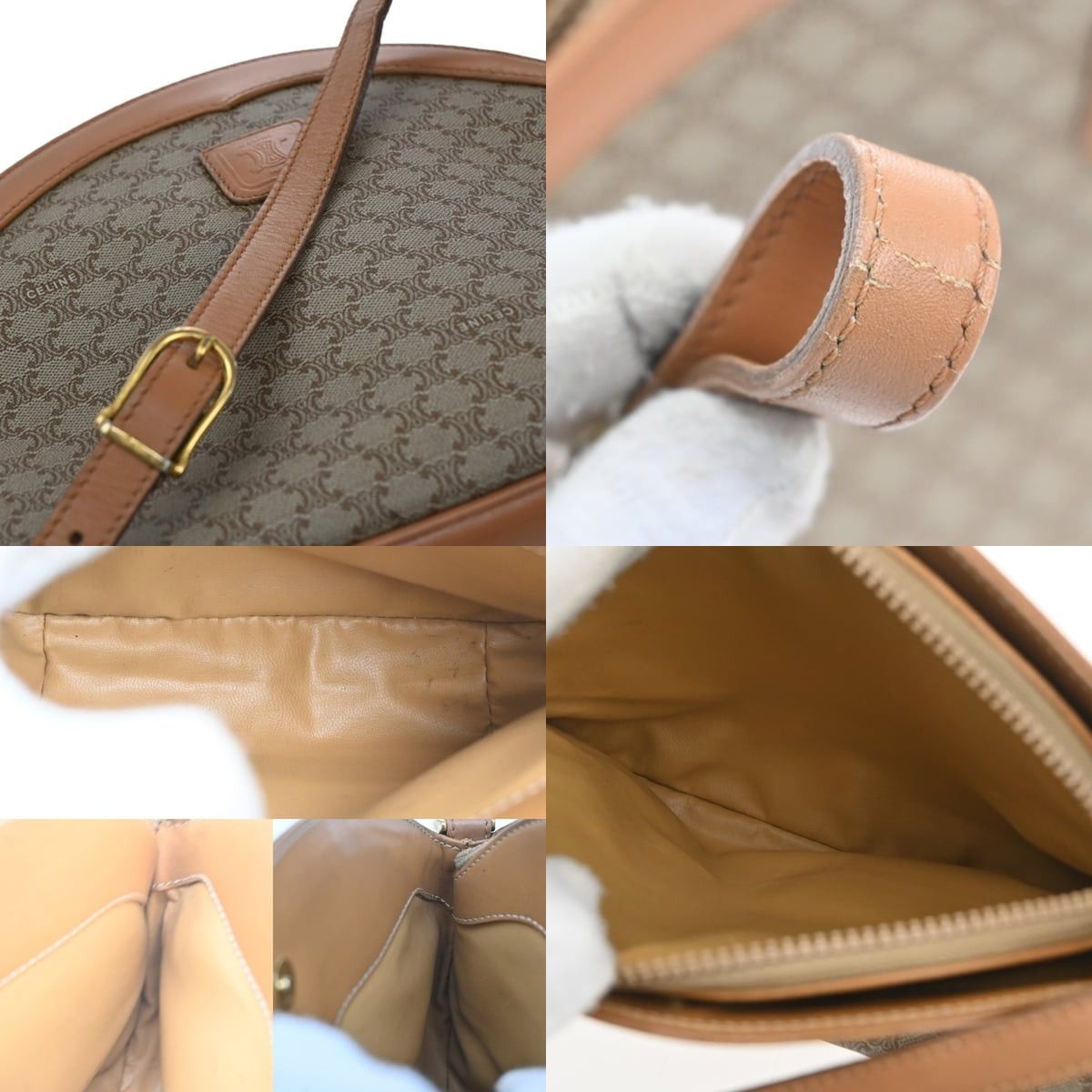 Celine Canvas And Leather Vintage Macadam Shoulder Bag Brown