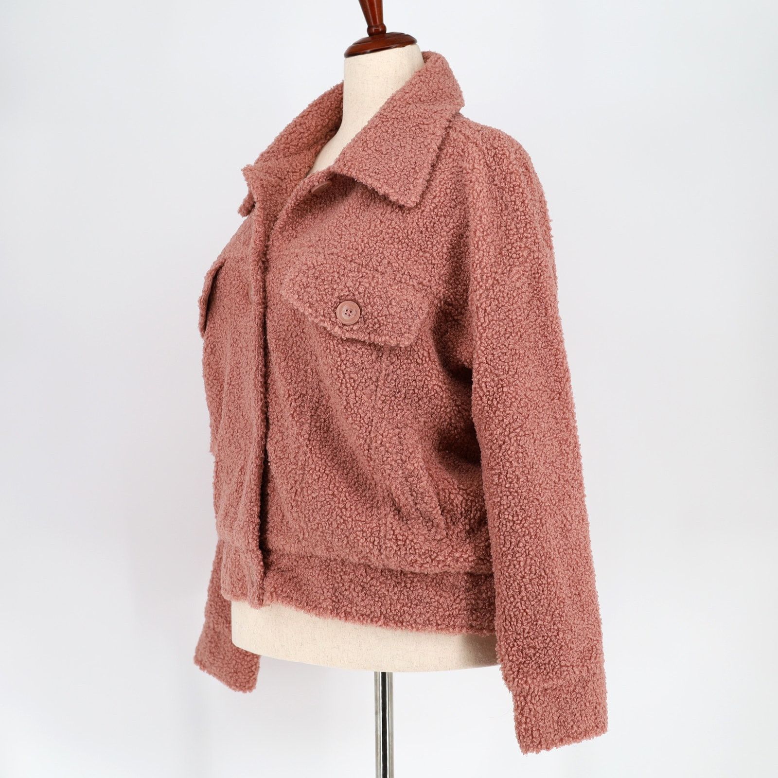 The Unbranded Brand NOIZE Women Pink Rose Teddy Oversize Trucker Jacket Size M Size M / US 6-8 / IT 42-44 - 3 Thumbnail