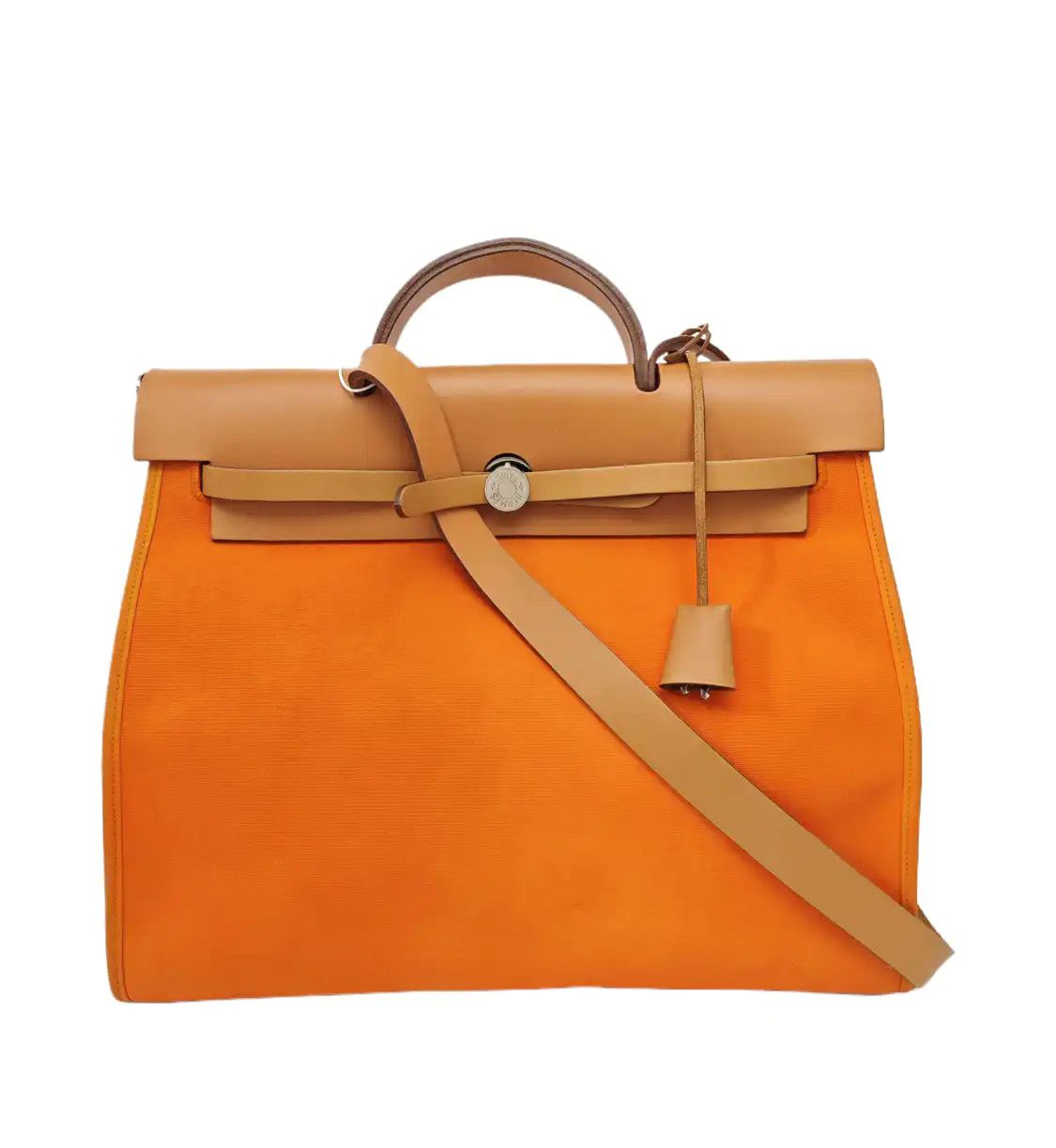 Hermes Herbag 39 Hermes Orange Canvas Shoulder Bag Handbag Silver Hardware Sub-P, Women's