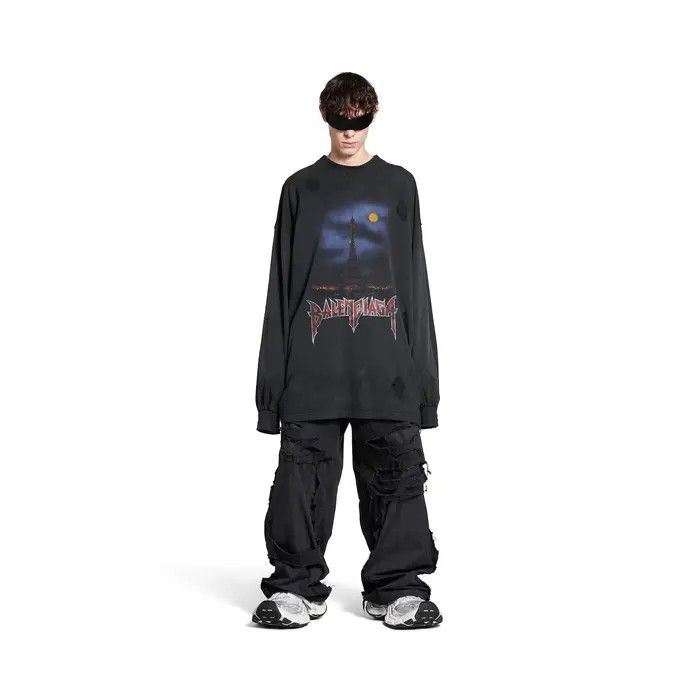 Balenciaga o1w1db10226 Paris Moon Double Front Long Sleeve T-Shirt Size US XXL / EU 58 / 5 - 6 Thumbnail
