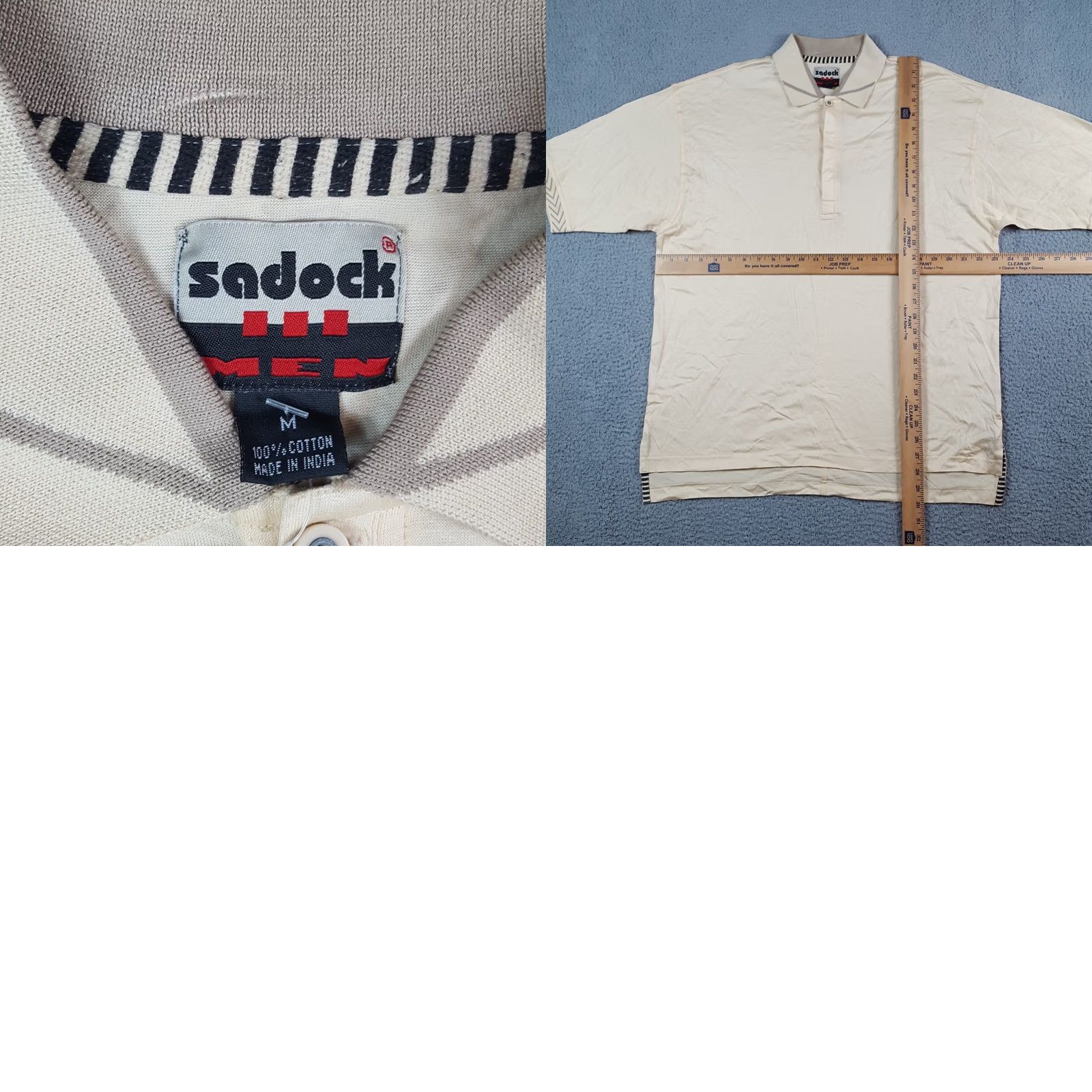 Vintage VINTAGE Sadock Polo Shirt Shirt Mens Beige Khaki 90s Grunge Preppy Oversized Collared Short Sleeve Size US M / EU 48-50 / 2 - 8 Thumbnail
