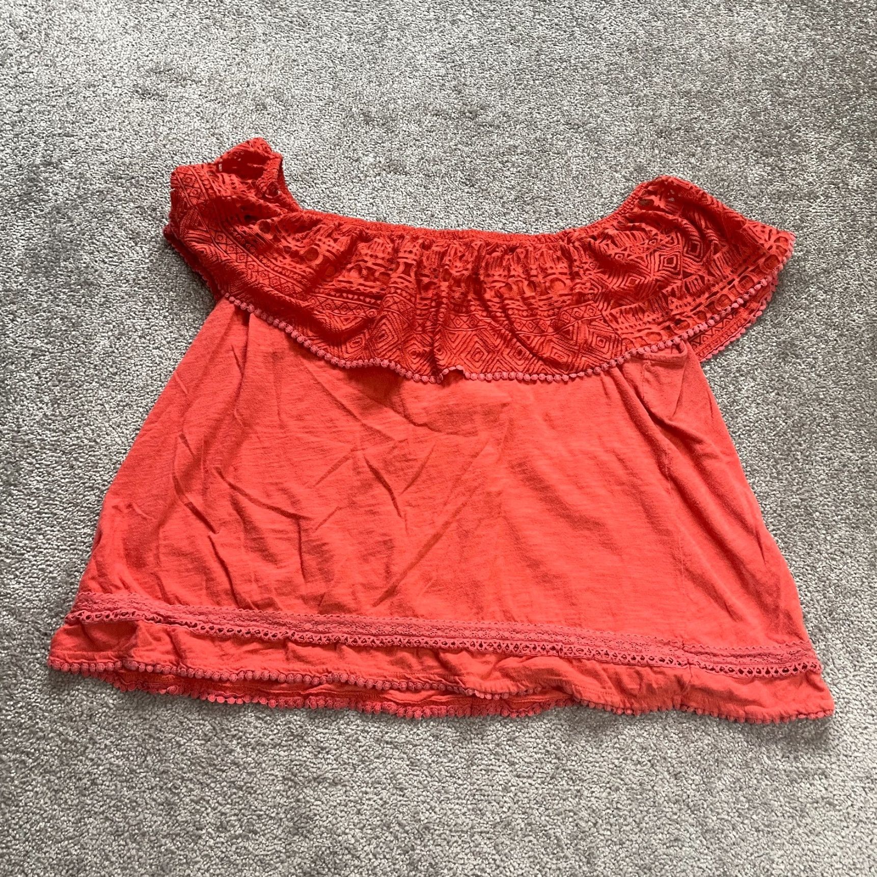 Vintage VINTAGE Lane Bryant Women's Blouse 18 Plus Off Shoulder Crocheted Cotton Casual Top Summer Womens Size XXL / US 16-18 / IT 52-54 - 2 Thumbnail