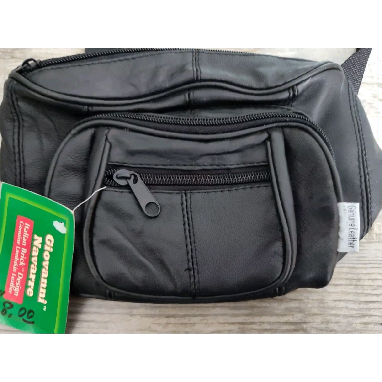 Vintage VINTAGE Giovanni Navarre Leather Belt Bag Fanny Pack Men Black 90s Travel Pockets Adjustable Strap Mens Size ONE SIZE - 2 Thumbnail