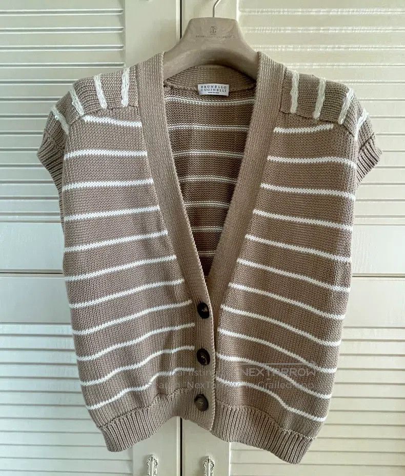 Brunello Cucinelli Brunello Cucinelli Striped Beaded Vest Vest Size M / US 6-8 / IT 42-44 - 1 Thumbnail