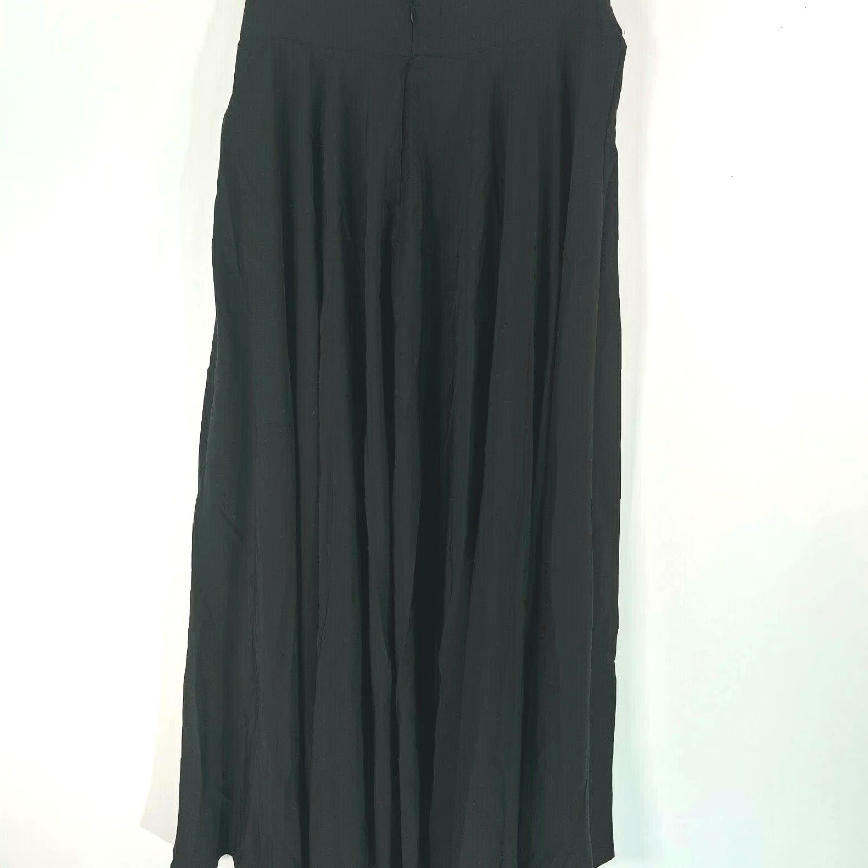 Vintage Black A-Line Midi Skirt for Women, Size XL, Casual, Flat Front, High Tie Waist, Zip Closure, Solid, Classic Theme Size 40" / US 18 - 2 Thumbnail