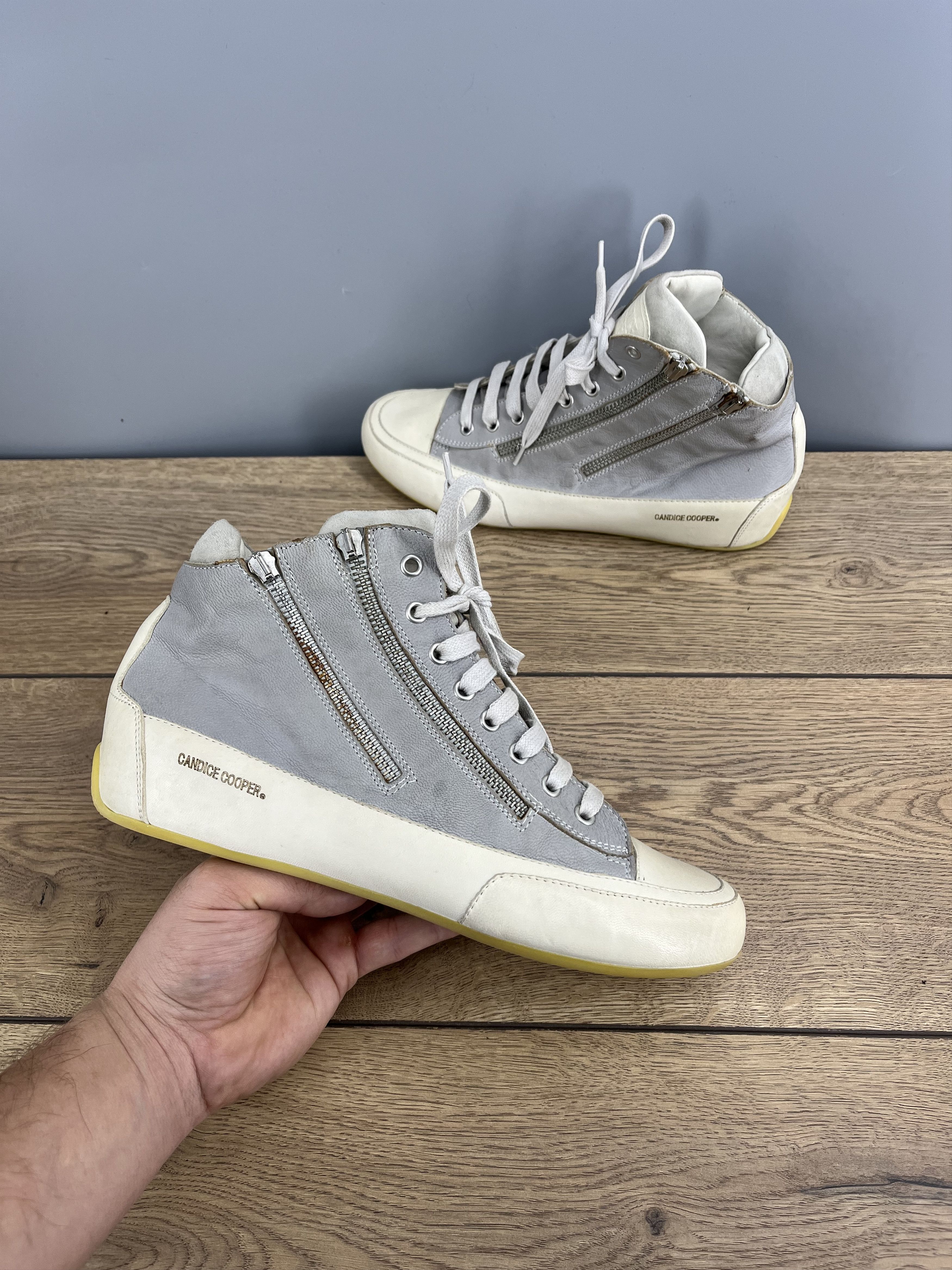 Vintage Candice Cooper Hi-Top Leather Sneakers EU 41 Gray Size US 9.5 / IT 39.5 - 1 Thumbnail