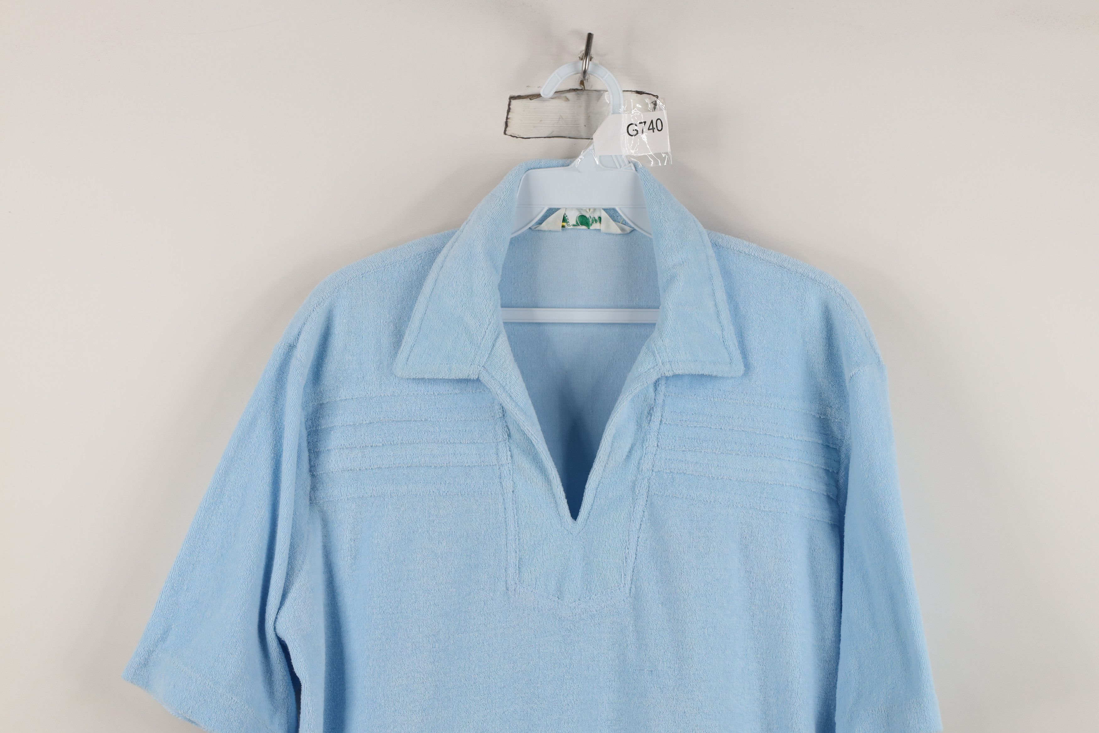 Vintage Vintage 70s Streetwear Terry Cloth Collared Polo Shirt Blue Size US L / EU 52-54 / 3 - 2 Thumbnail